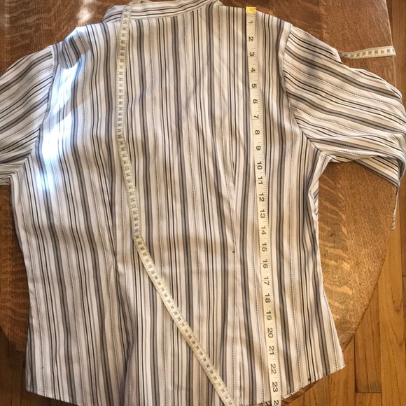 DCC White Black Striped Stretch No-Iron Blouse L - Picture 7 of 7